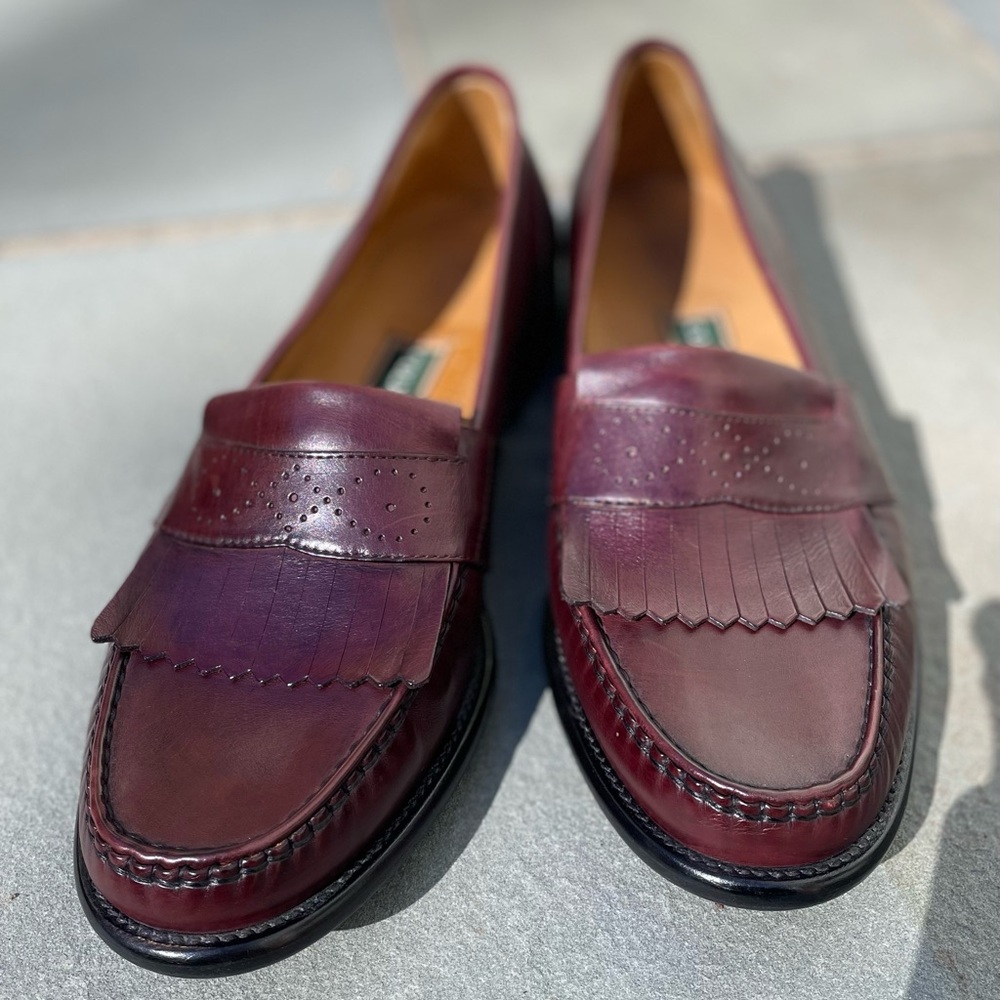 Cole Haan men’s brown leather kiltie fringe loafers sz 13M, memory flex comfort